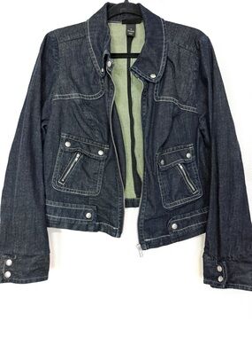 Lane Bryant Dark Blue Denim Jacket with Snap Pockets Size 18